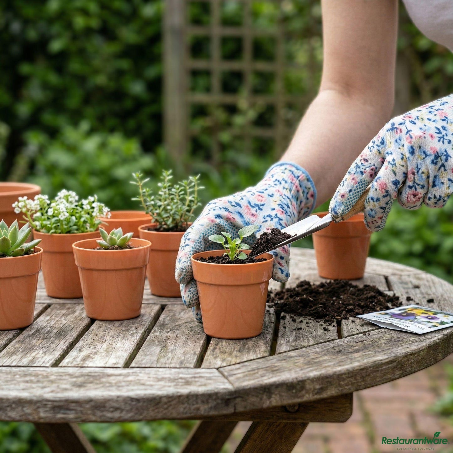 Wholesale Restaurantware 4 Oz Round Terracotta Plastic Mini Flower Pot - 2 1/2" X 2 1/2" X 2 1/2"- Bulk