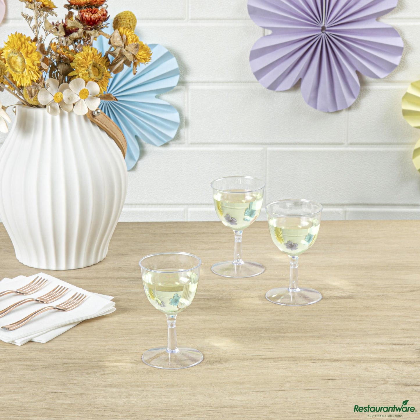 Wholesale Restaurantware 2 Oz Round Clear Plastic Mini Wine Goblet - 2" X 2" X 2 1/2"- Bulk