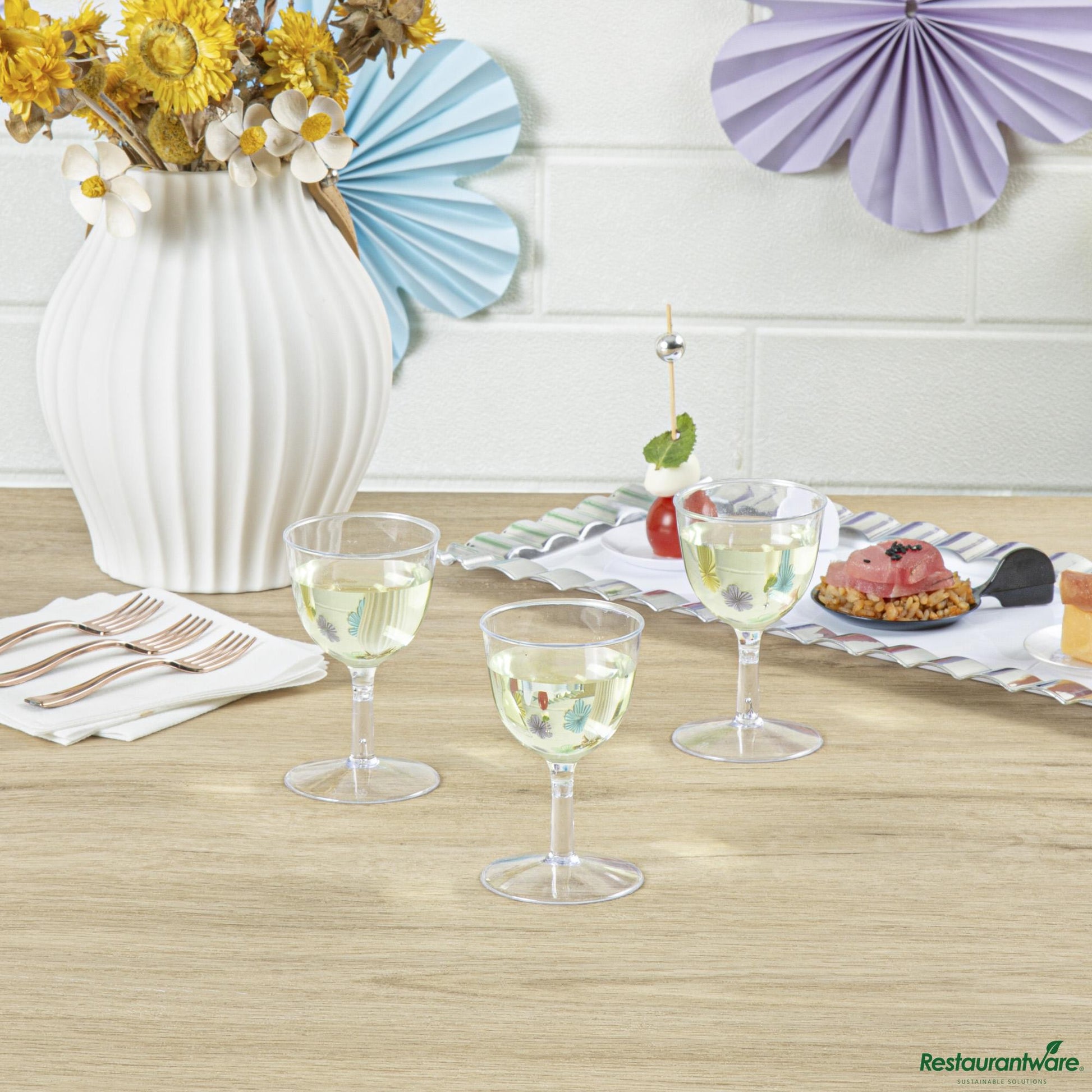 Wholesale Restaurantware 2 Oz Round Clear Plastic Mini Wine Goblet - 2" X 2" X 2 1/2"- Bulk