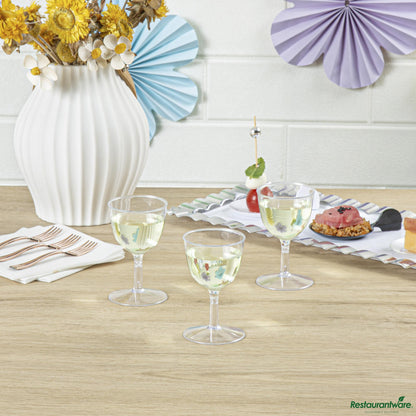 Wholesale Restaurantware 2 Oz Round Clear Plastic Mini Wine Goblet - 2" X 2" X 2 1/2"- Bulk