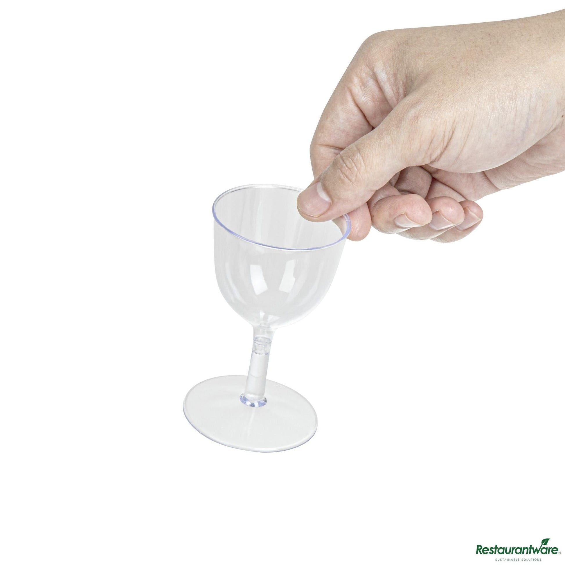 Wholesale Restaurantware 2 Oz Round Clear Plastic Mini Wine Goblet - 2" X 2" X 2 1/2"- Bulk