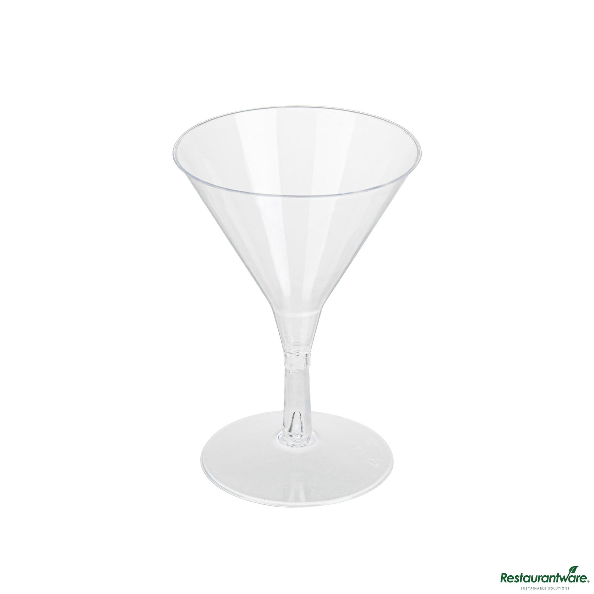 Wholesale Restaurantware 2 Oz Round Clear Plastic Mini Martini Glass - 2 1/2" X 2 1/2" X 3 3/4"- Bulk