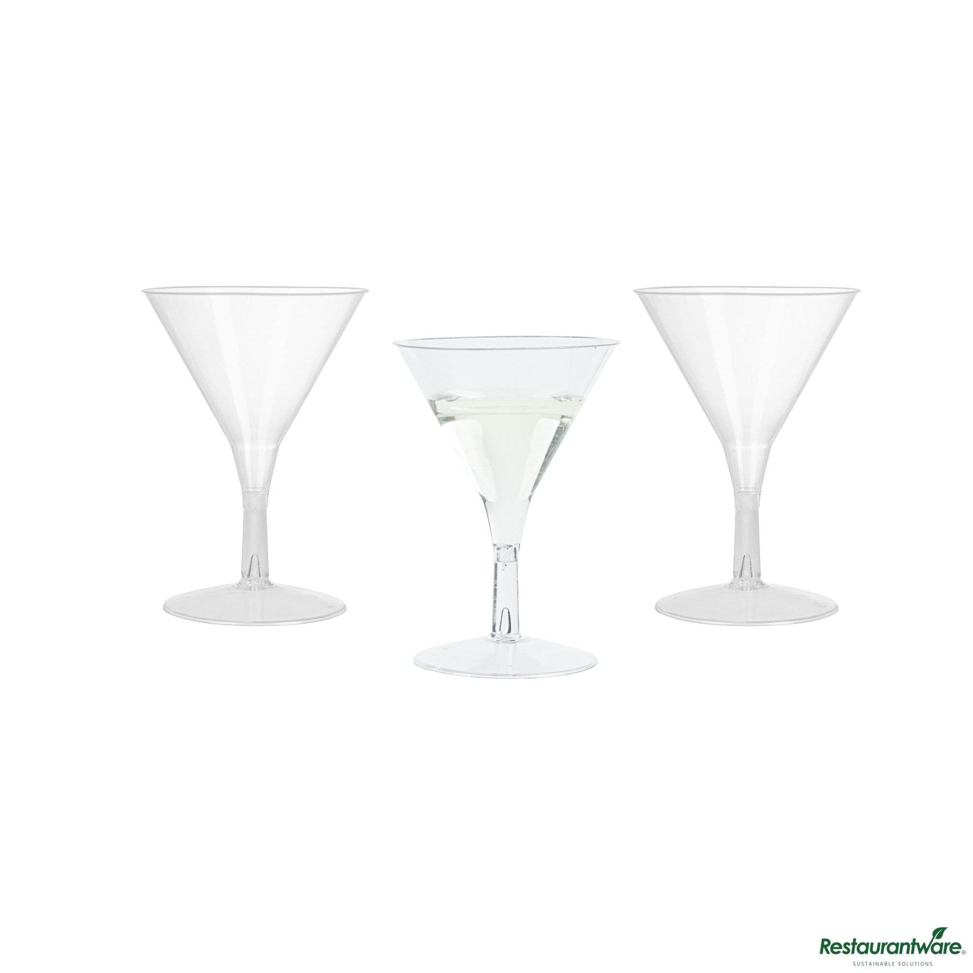 Wholesale Restaurantware 2 Oz Round Clear Plastic Mini Martini Glass - 2 1/2" X 2 1/2" X 3 3/4"- Bulk