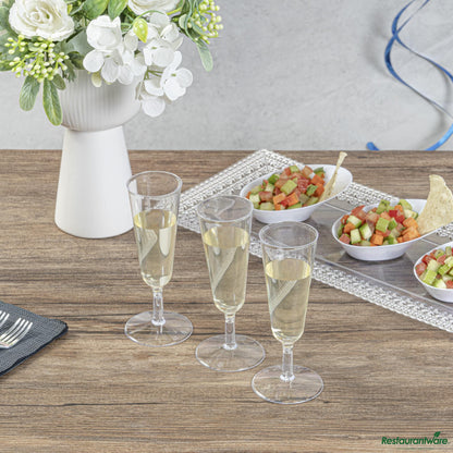 Wholesale Restaurantware 2 Oz Round Clear Plastic Mini Champagne Glass - 2" X 2" X 5"- Bulk