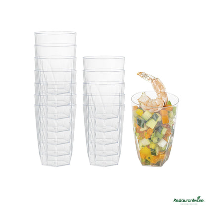 Wholesale Restaurantware 5 Oz Round Clear Plastic Edge Glass - 2.3" X 2.3" X 3.3"- Bulk