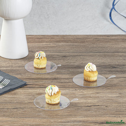 Wholesale Restaurantware Round Clear Plastic Pastry Pallet - 3" X 3" X 1"- Bulk