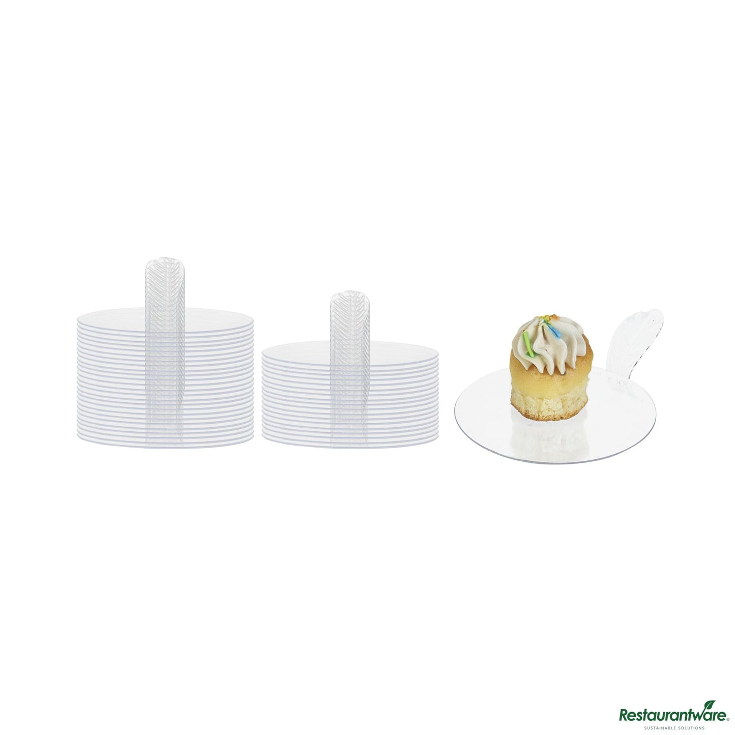 Wholesale Restaurantware Round Clear Plastic Pastry Pallet - 3" X 3" X 1"- Bulk