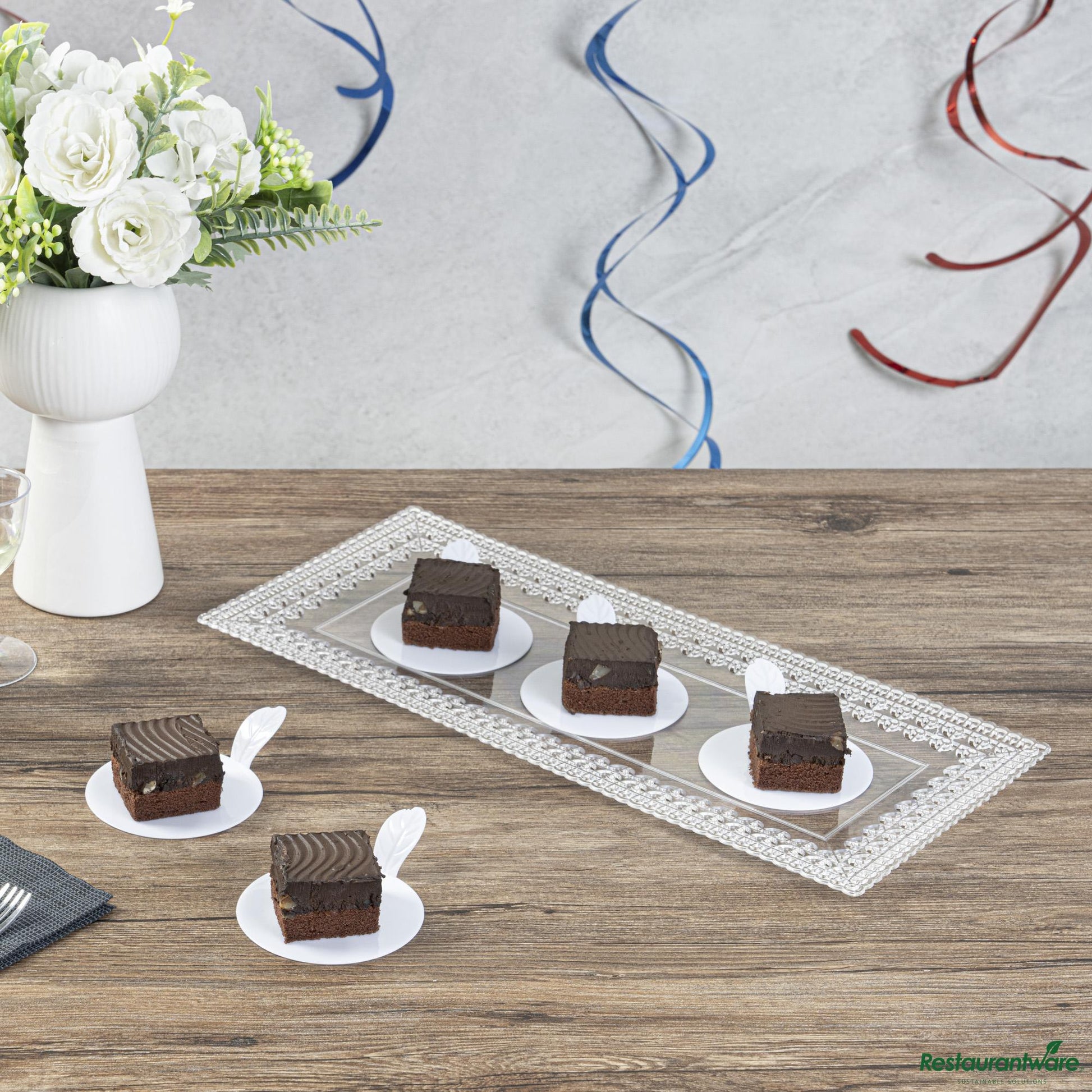 Wholesale Restaurantware Round White Plastic Pastry Pallet - 3" X 3" X 1"- Bulk