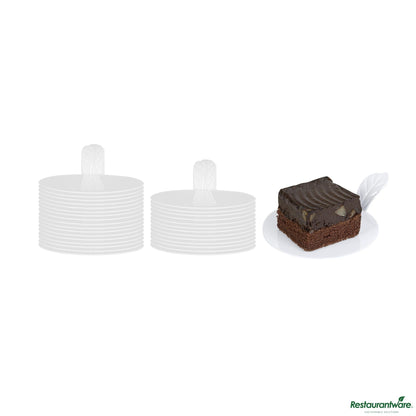 Wholesale Restaurantware Round White Plastic Pastry Pallet - 3" X 3" X 1"- Bulk