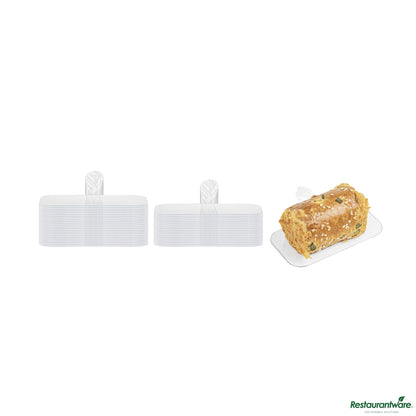 Wholesale Restaurantware Rectangle Clear Plastic Pastry Pallet - 4" X 2.2" X 1"- Bulk