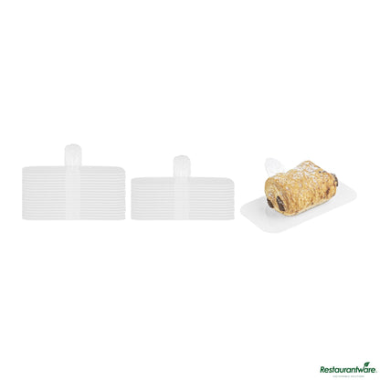 Wholesale Restaurantware Rectangle White Plastic Pastry Pallet - 4" X 2 1/4" X 1"- Bulk