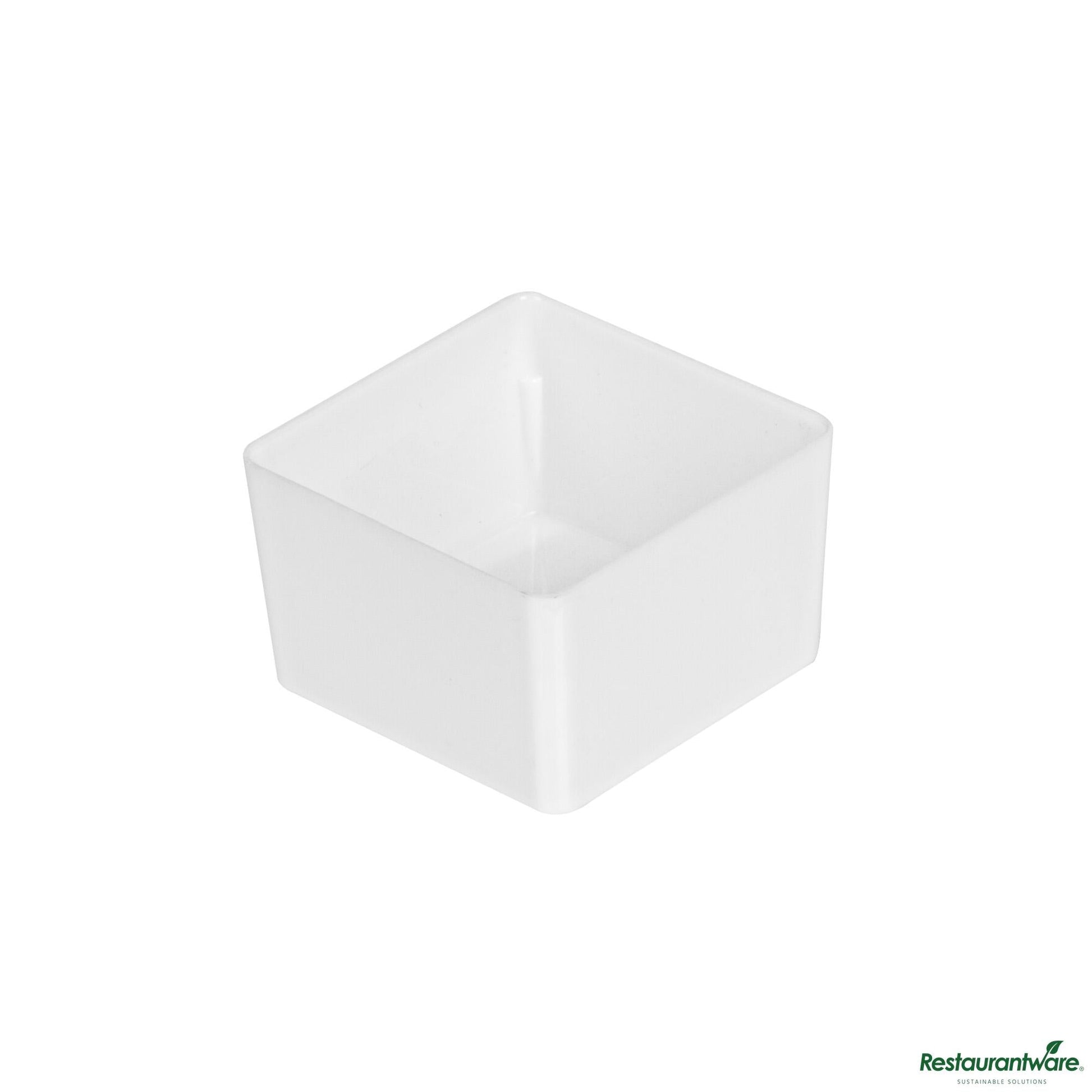 Wholesale Restaurantware 2 Oz Square White Plastic Short Quadrato Cup - 1 3/4" X 1 3/4" X 1"- Bulk
