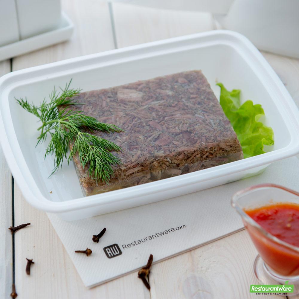 Wholesale Restaurantware Asporto 28 Oz Rectangle White Plastic to Go Box - with Clear Lid, Microwavable - 8 3/4" X 6" X 1 1/2"- Bulk
