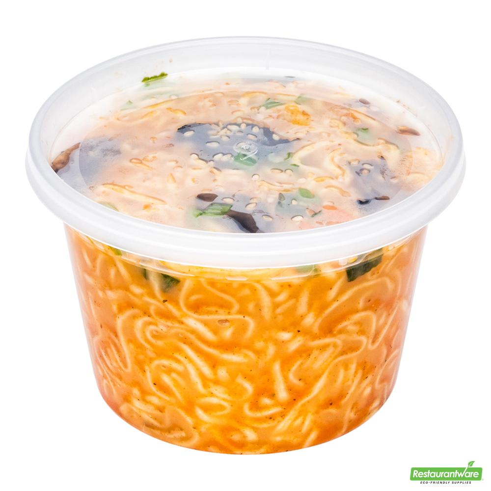 Wholesale Restaurantware 16 Oz Round Clear Plastic Soup Container - with Lid, Microwavable - 4.6" X 4.6" X 3.1"- Bulk