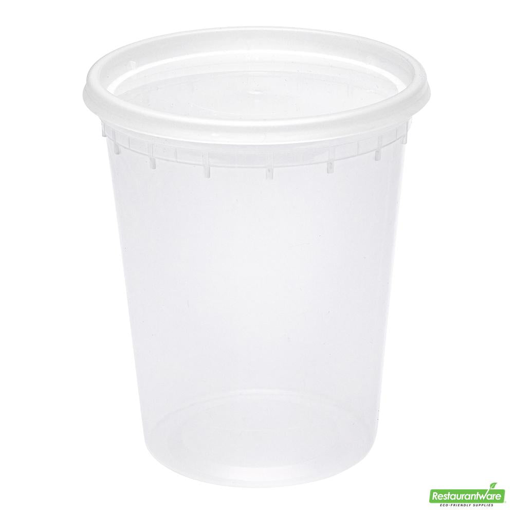 Wholesale Restaurantware 32 Oz Round Clear Plastic Soup Container - with Lid, Microwavable- Bulk