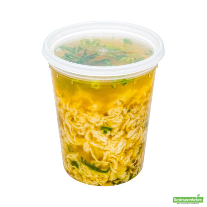 Wholesale Restaurantware 32 Oz Round Clear Plastic Soup Container - with Lid, Microwavable- Bulk