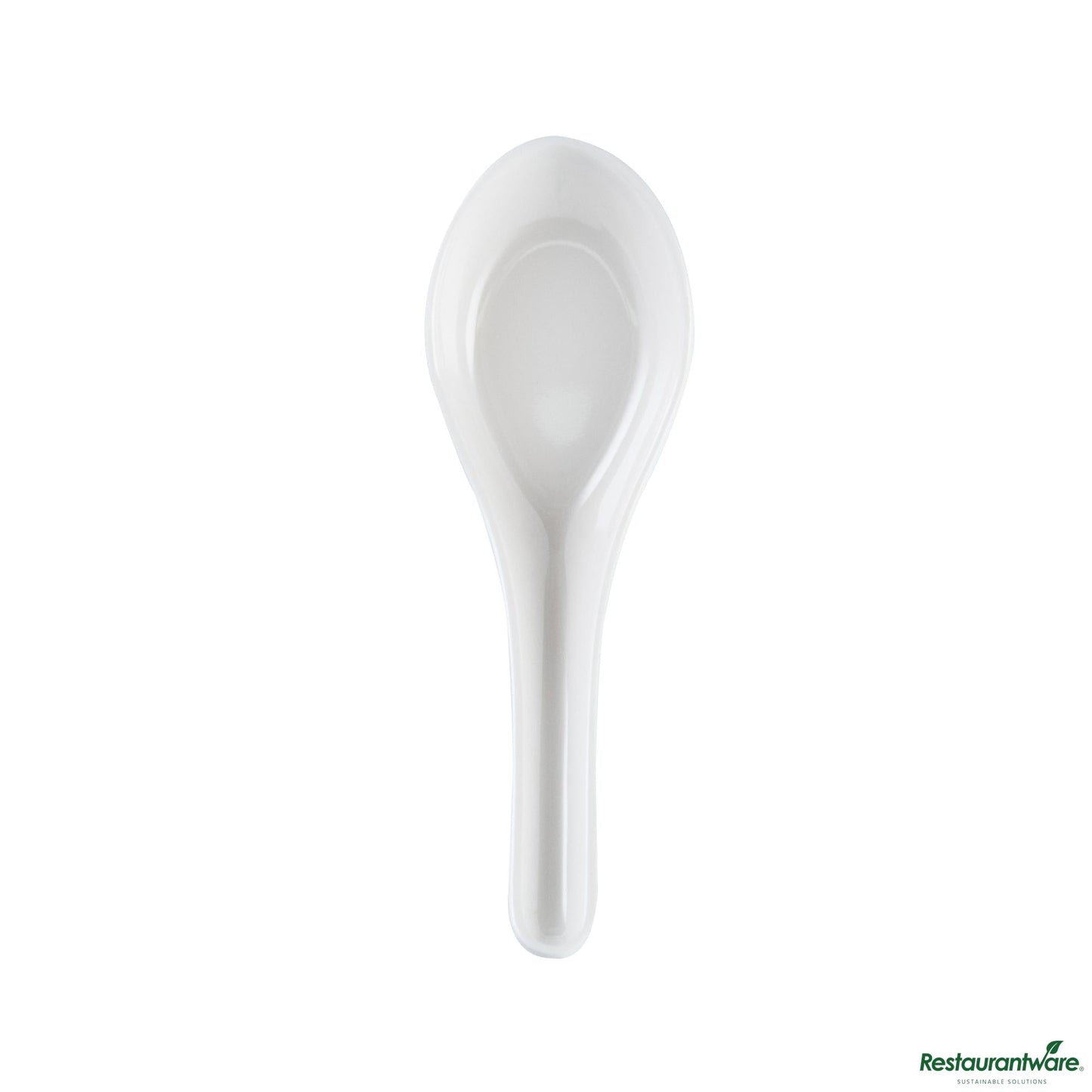 Wholesale Restaurantware Voga White Melamine Asian Soup Spoon - 4 3/4" X 1 1/2" X 1 1/2"- Bulk