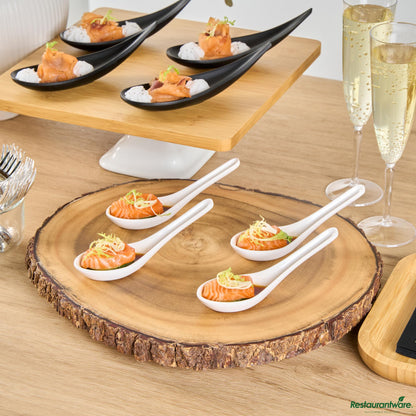 Wholesale Restaurantware Voga White Melamine Asian Soup Spoon - 4 3/4" X 1 1/2" X 1 1/2"- Bulk