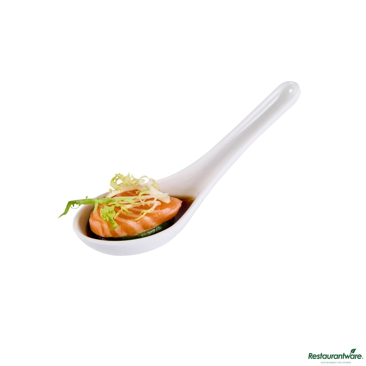Wholesale Restaurantware Voga White Melamine Asian Soup Spoon - 4 3/4" X 1 1/2" X 1 1/2"- Bulk
