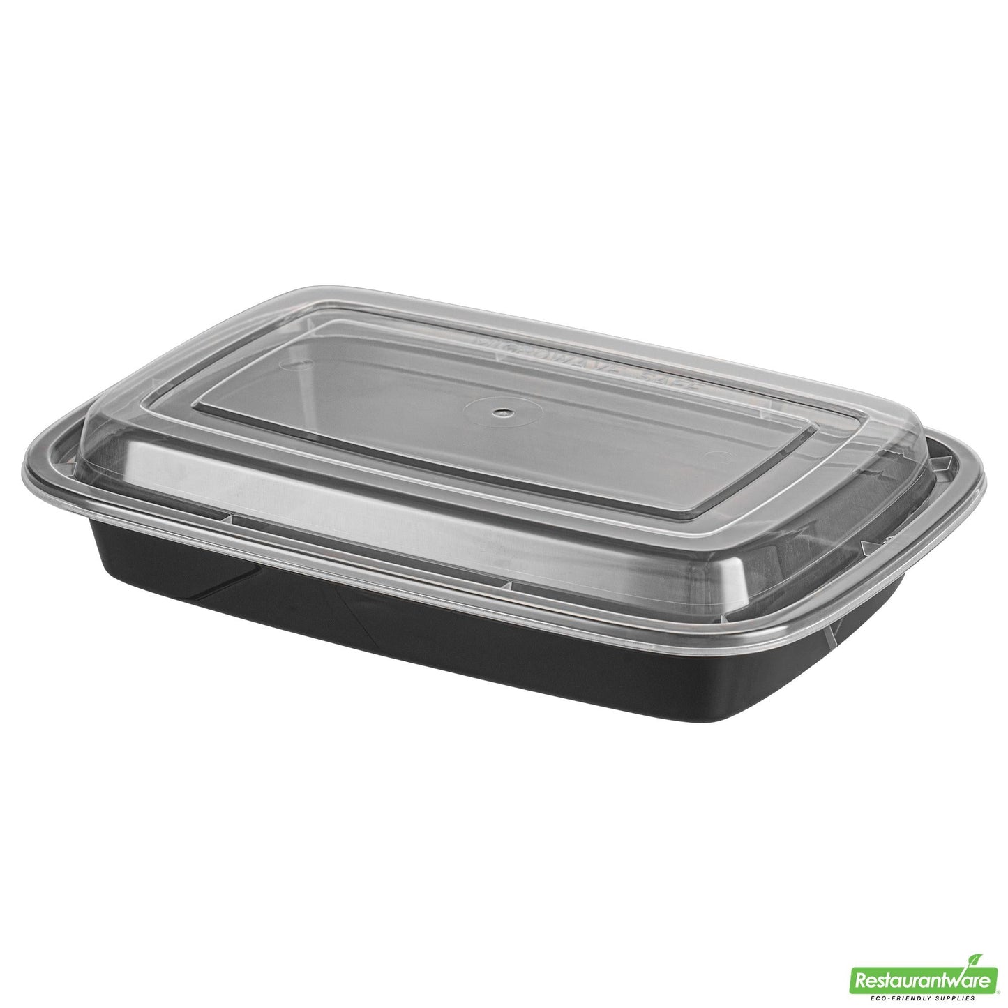 Wholesale Restaurantware Asporto 16 Oz Rectangle Black Plastic to Go Box - with Clear Lid, Microwavable - 7 3/4" X 5 1/2" X 1 1/2"- Bulk
