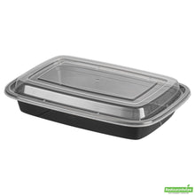 Wholesale Restaurantware Asporto 16 Oz Rectangle Black Plastic to Go Box - with Clear Lid, Microwavable - 7 3/4" X 5 1/2" X 1 1/2"- Bulk