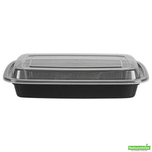 Wholesale Restaurantware Asporto 16 Oz Rectangle Black Plastic to Go Box - with Clear Lid, Microwavable - 7 3/4" X 5 1/2" X 1 1/2"- Bulk