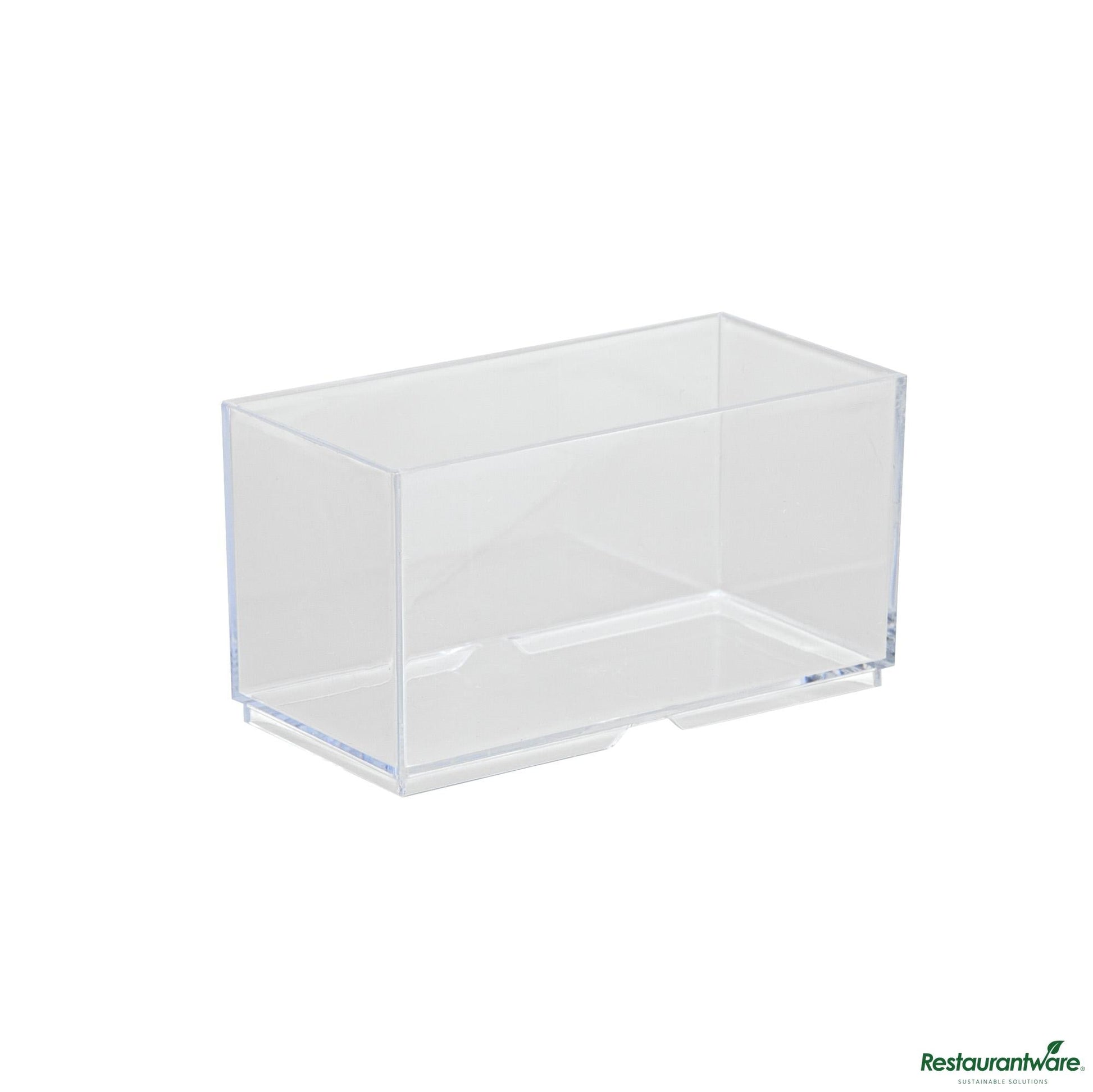 Wholesale Restaurantware 3 Oz Rectangle Clear Plastic Dessert Cup - Stackable - 2.8" X 1.4" X 1.5"- Bulk