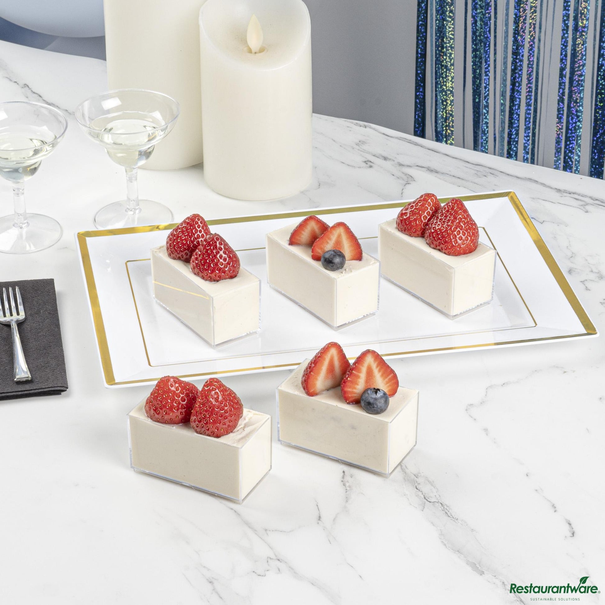 Wholesale Restaurantware 3 Oz Rectangle Clear Plastic Dessert Cup - Stackable - 2.8" X 1.4" X 1.5"- Bulk