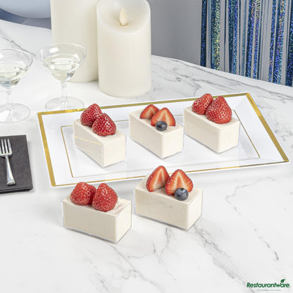 Wholesale Restaurantware 3 Oz Rectangle Clear Plastic Dessert Cup - Stackable - 2.8" X 1.4" X 1.5"- Bulk