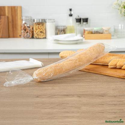 Wholesale Restaurantware Bag Tek Clear Plastic Bread Bag - Micro-Perforated, with Wicket Dispenser - 28" X 6"- Bulk