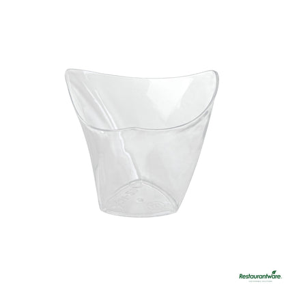 Wholesale Restaurantware 4 Oz Clear Plastic Mini Crescendo Cup - 3" X 3" X 2 3/4"- Bulk