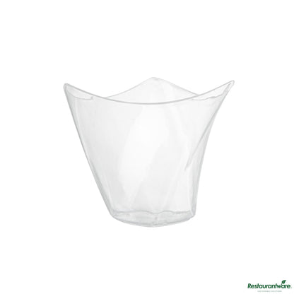 Wholesale Restaurantware 4 Oz Clear Plastic Mini Crescendo Cup - 3" X 3" X 2 3/4"- Bulk