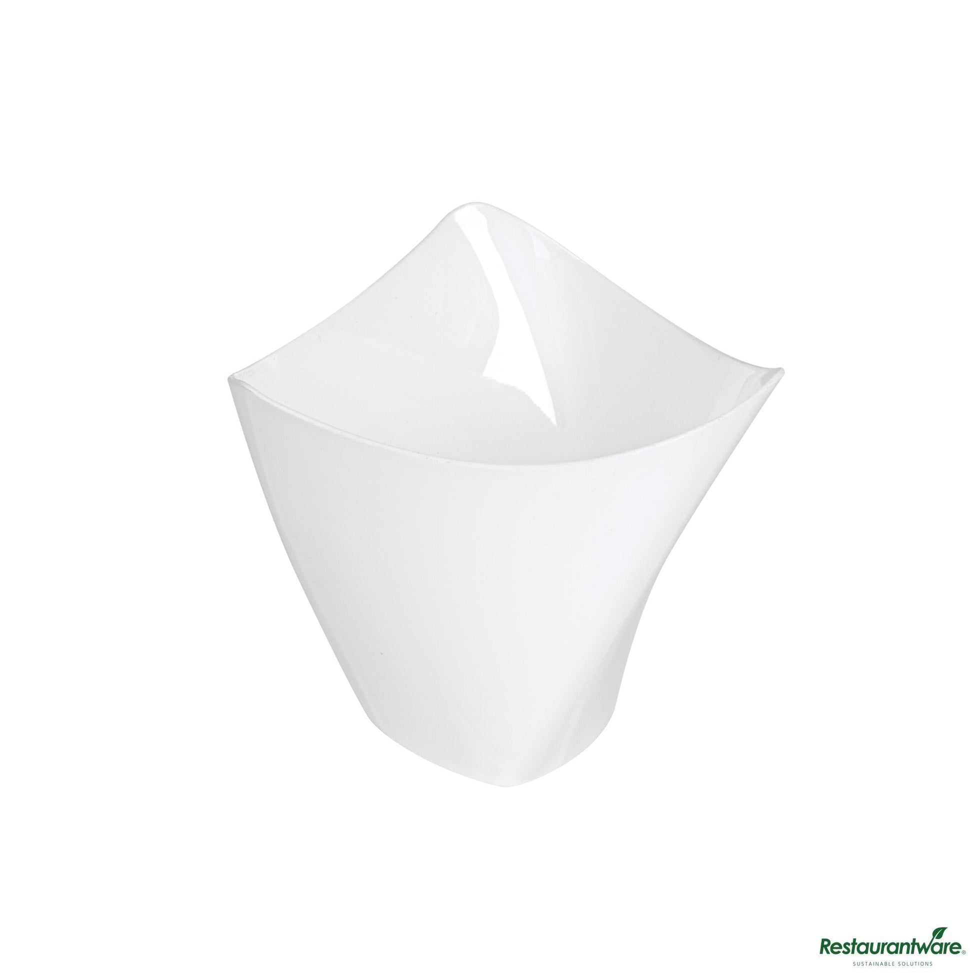 Wholesale Restaurantware 4 Oz White Plastic Mini Crescendo Cup - 3" X 3" X 2 3/4"- Bulk