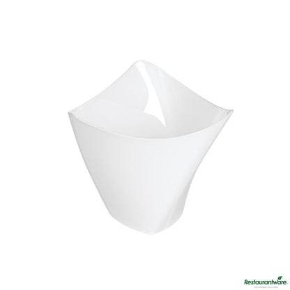 Wholesale Restaurantware 4 Oz White Plastic Mini Crescendo Cup - 3" X 3" X 2 3/4"- Bulk