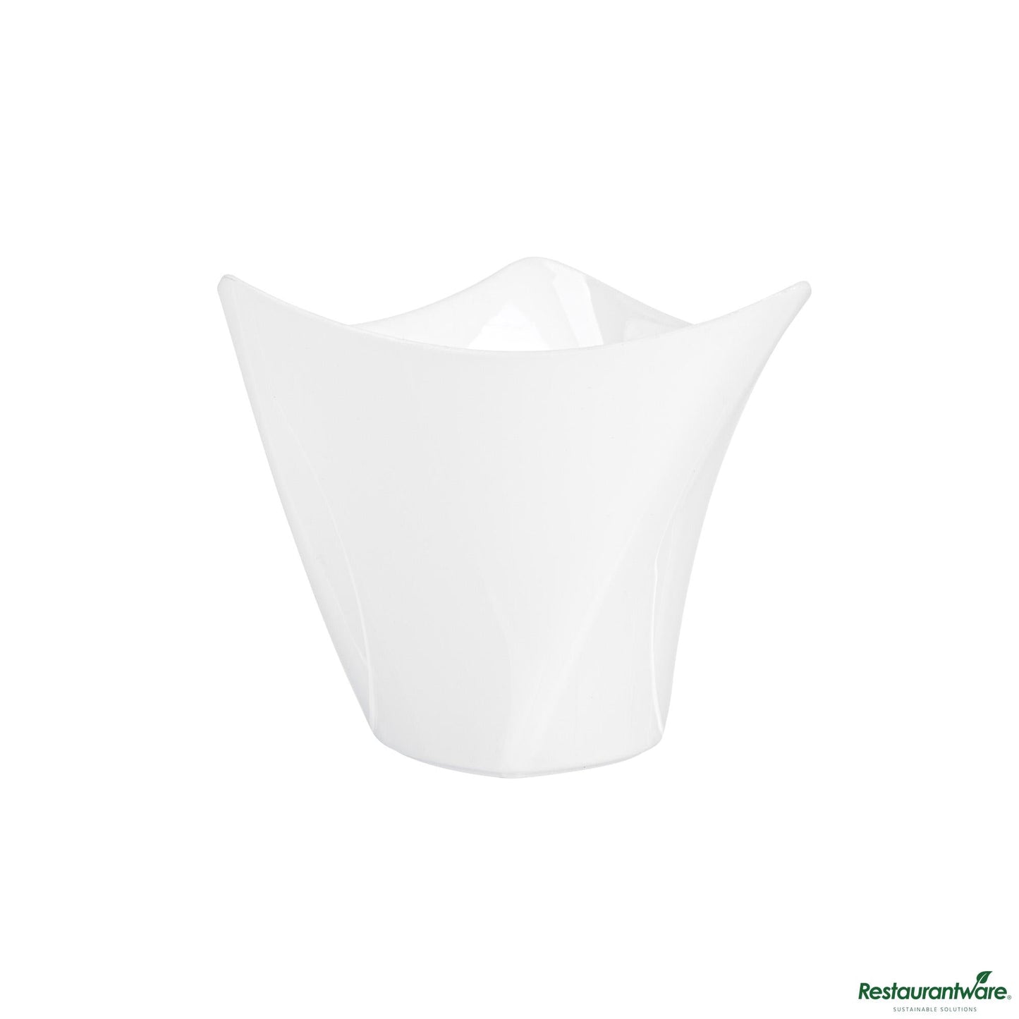 Wholesale Restaurantware 4 Oz White Plastic Mini Crescendo Cup - 3" X 3" X 2 3/4"- Bulk