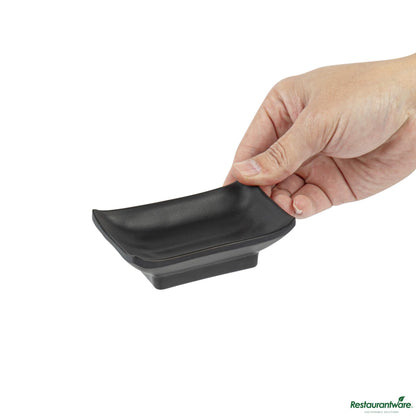 Wholesale Restaurantware Voga 1 Oz Rectangle Black Melamine Sauce Dish - Japonais - 4" X 2 1/2" X 1 1/4"- Bulk