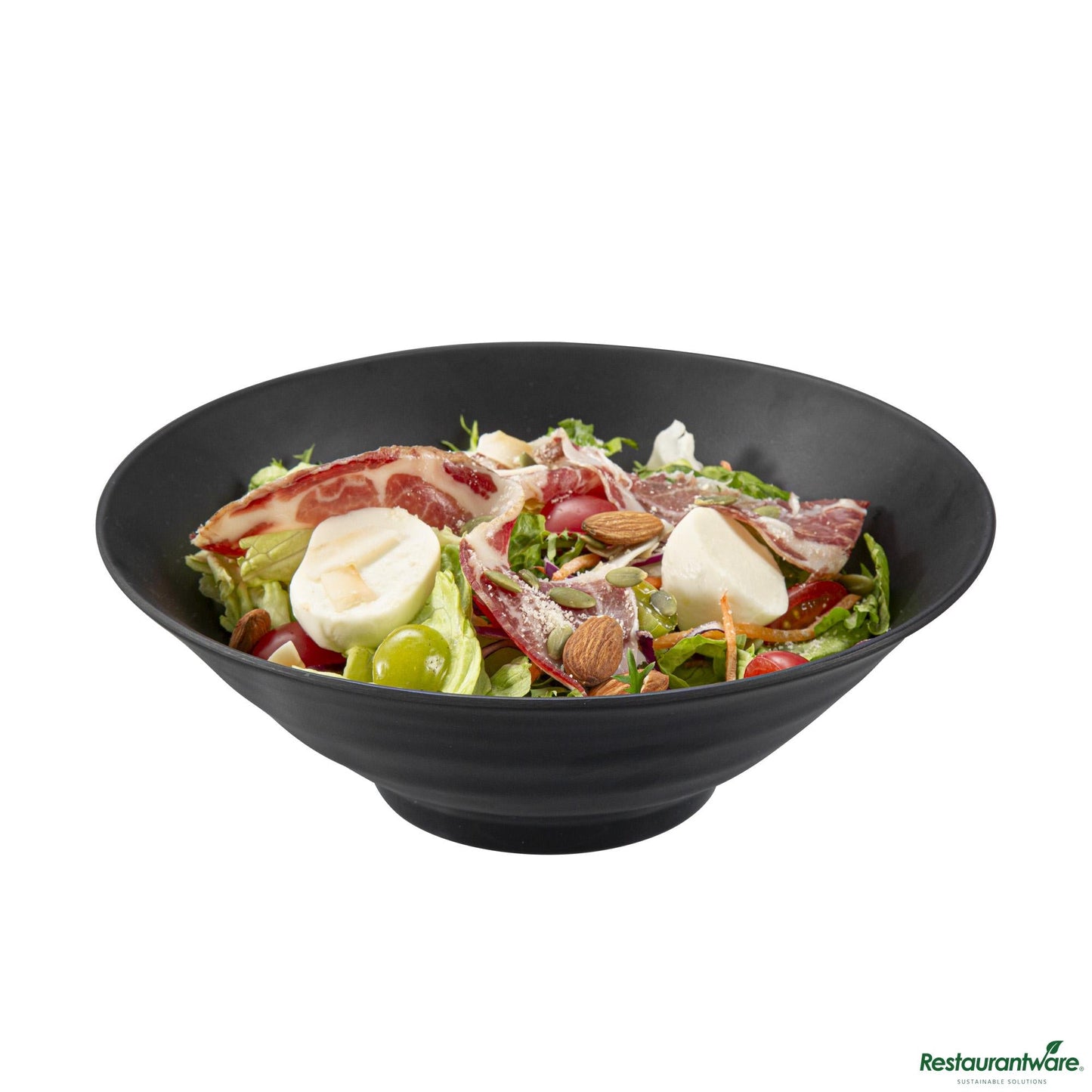 Wholesale Restaurantware Voga 37 Oz Round Black Melamine Serving Bowl - Japonais, Faux Slate - 9 3/4" X 9 3/4" X 3 1/4"- Bulk