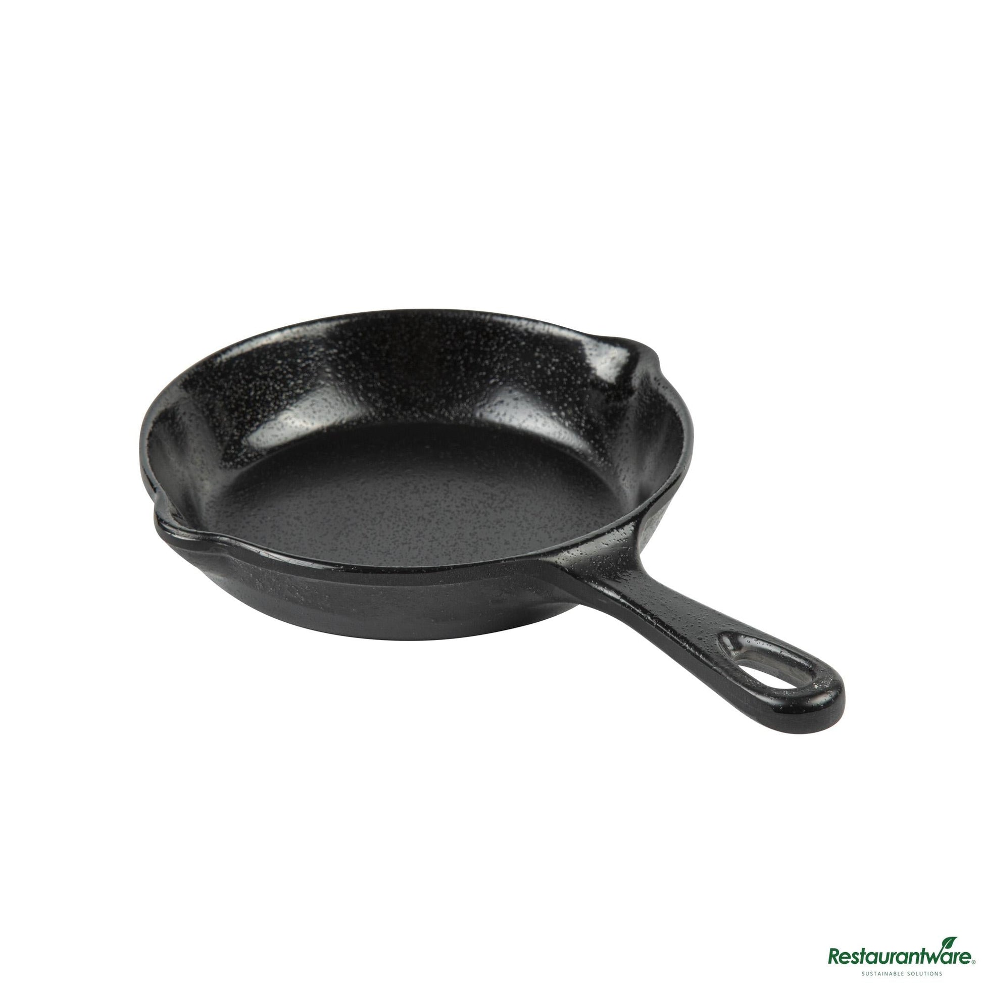 Wholesale Restaurantware Voga 12 Oz Black Melamine Serving Dish with Handle - Faux Cast Iron - 10" X 6 3/4" X 1 1/4"- Bulk