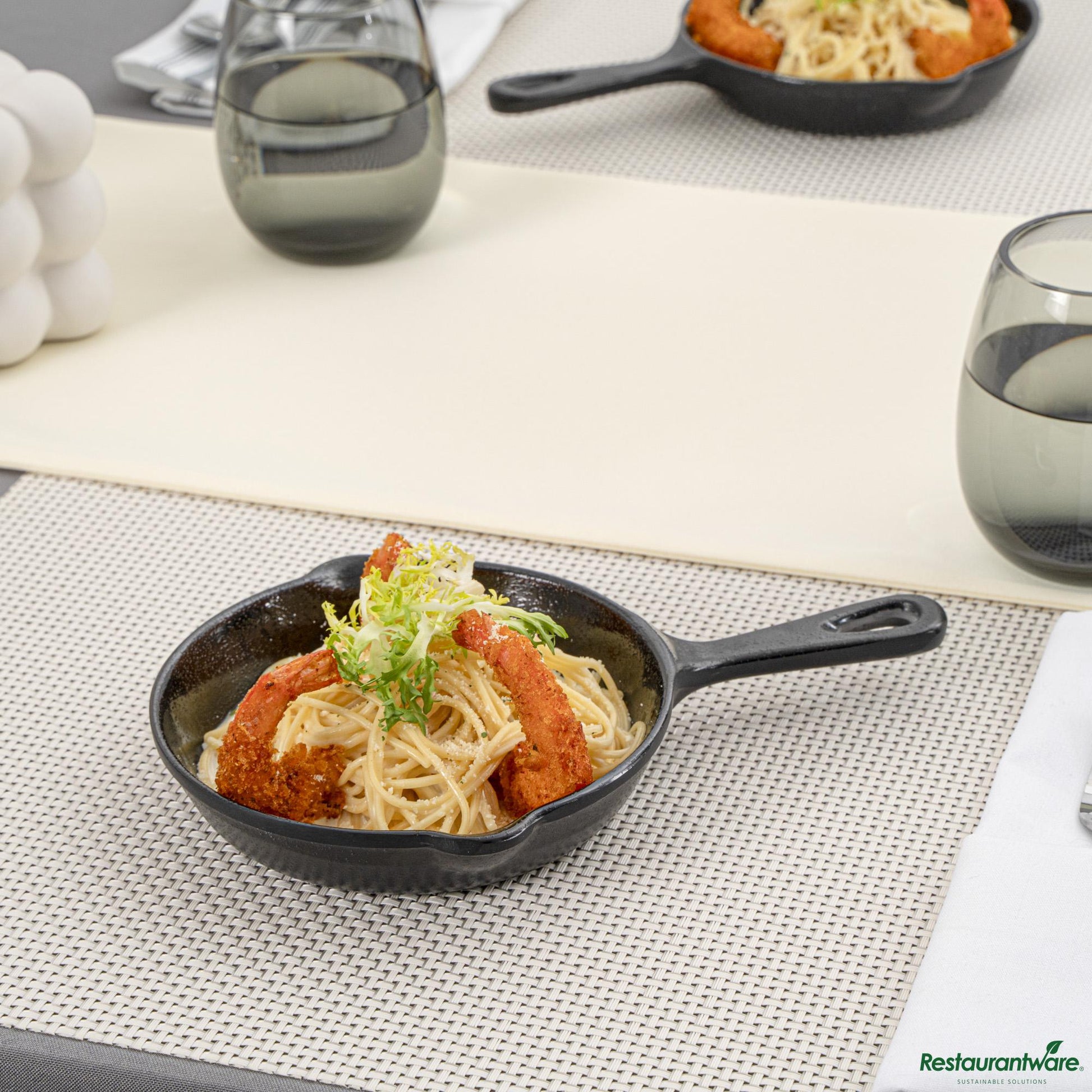 Wholesale Restaurantware Voga 12 Oz Black Melamine Serving Dish with Handle - Faux Cast Iron - 10" X 6 3/4" X 1 1/4"- Bulk