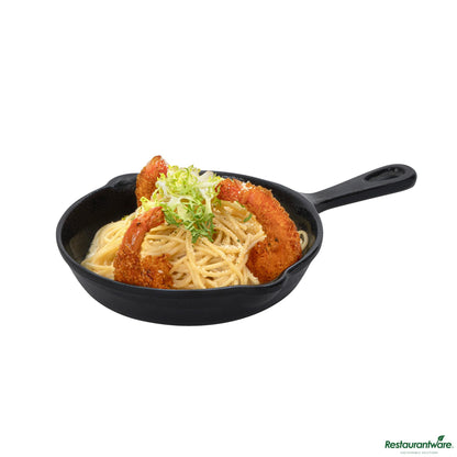 Wholesale Restaurantware Voga 12 Oz Black Melamine Serving Dish with Handle - Faux Cast Iron - 10" X 6 3/4" X 1 1/4"- Bulk