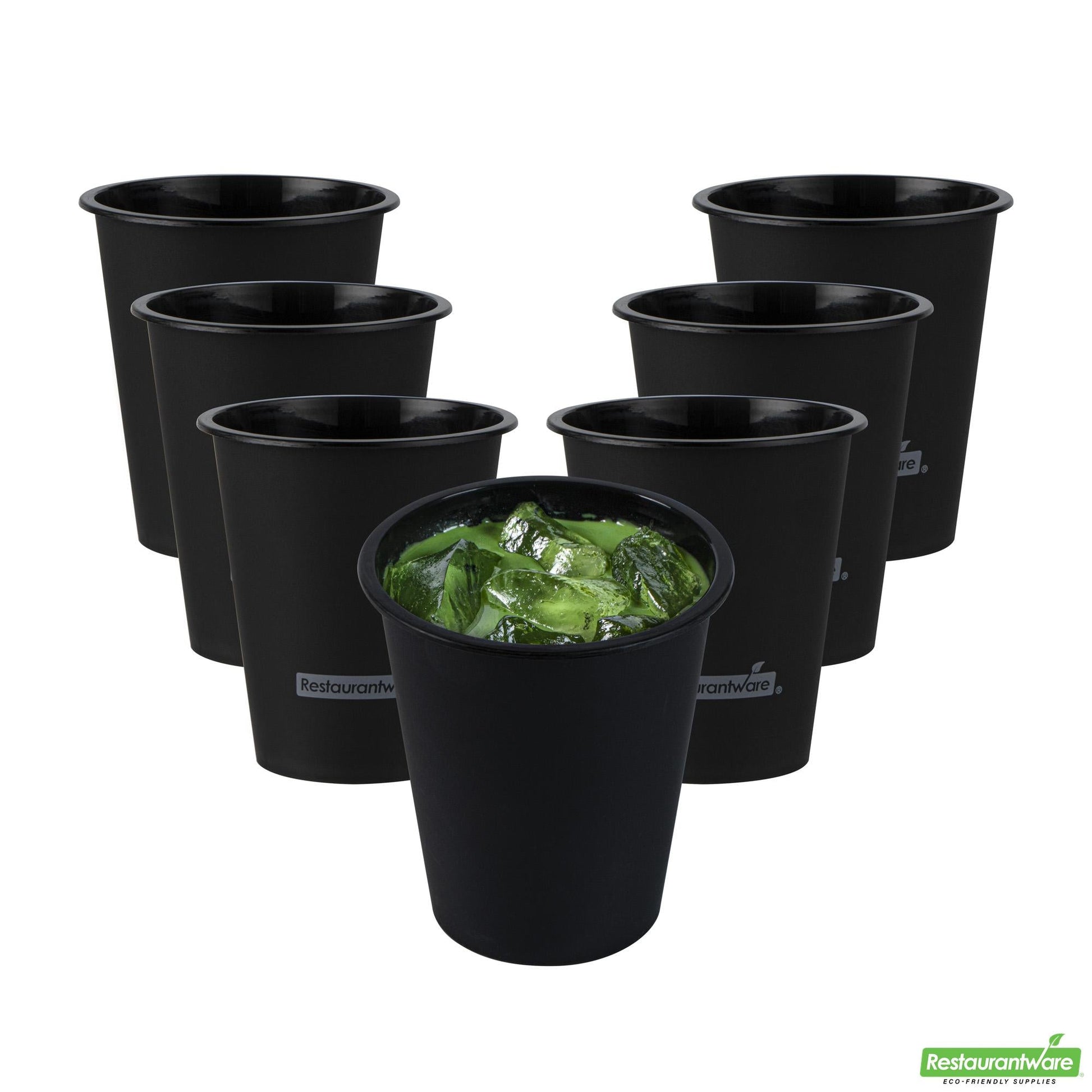 Wholesale Restaurantware 12 Oz Round Matte Black Plastic Hot / Cold Drinking Cup - 3.5" X 3.5" X 4.0"- Bulk
