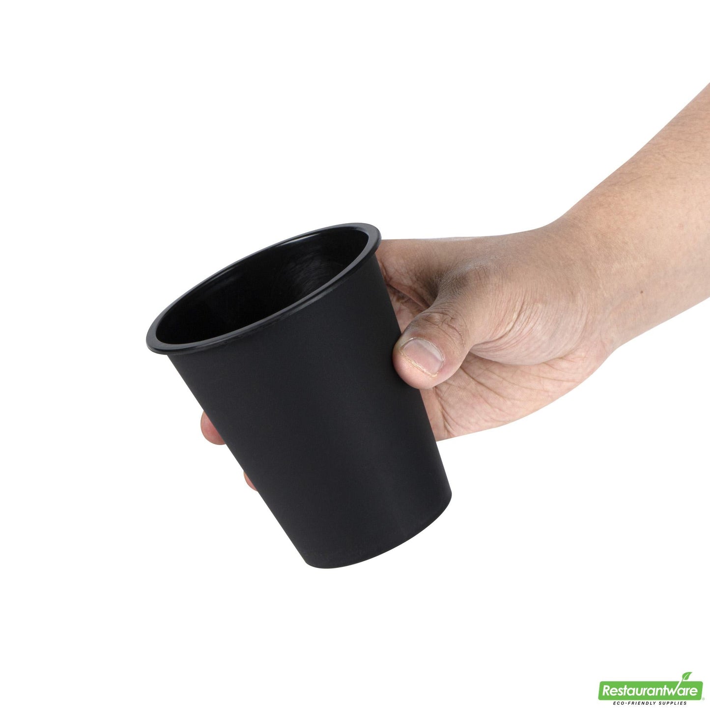 Wholesale Restaurantware 12 Oz Round Matte Black Plastic Hot / Cold Drinking Cup - 3.5" X 3.5" X 4.0"- Bulk