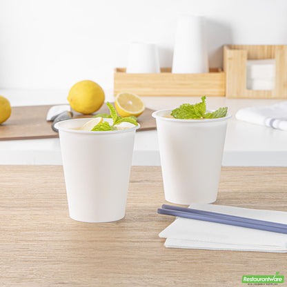 Wholesale Restaurantware 12 Oz Round Matte White Plastic Hot / Cold Drinking Cup - 3.5" X 3.5" X 4.0"- Bulk