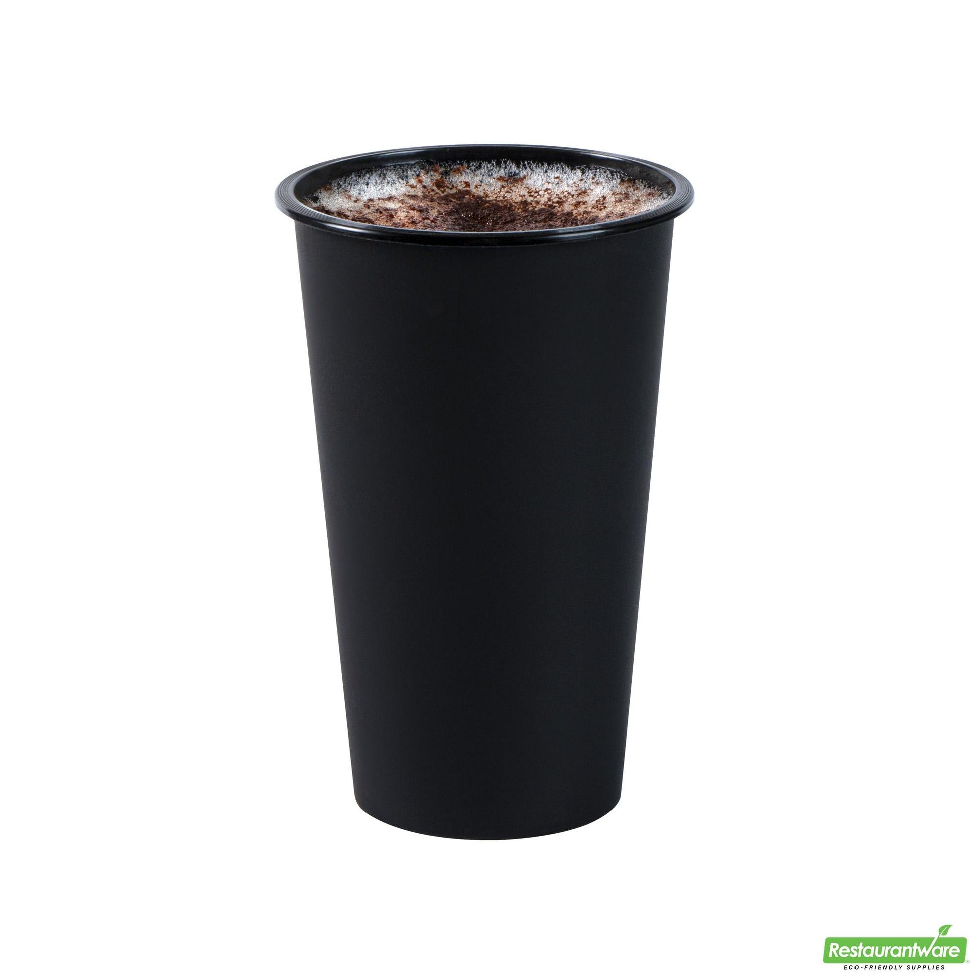 Wholesale Restaurantware 16 Oz Round Matte Black Plastic Hot / Cold Drinking Cup - 3.5" X 3.5" X 5.25"- Bulk
