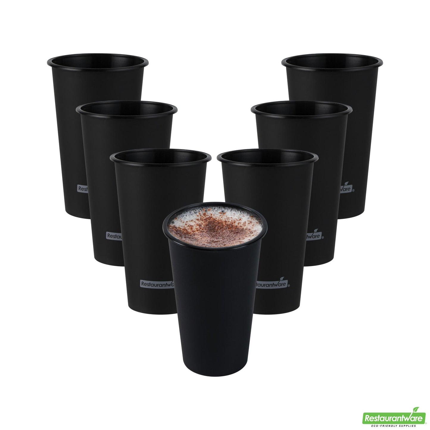 Wholesale Restaurantware 16 Oz Round Matte Black Plastic Hot / Cold Drinking Cup - 3.5" X 3.5" X 5.25"- Bulk