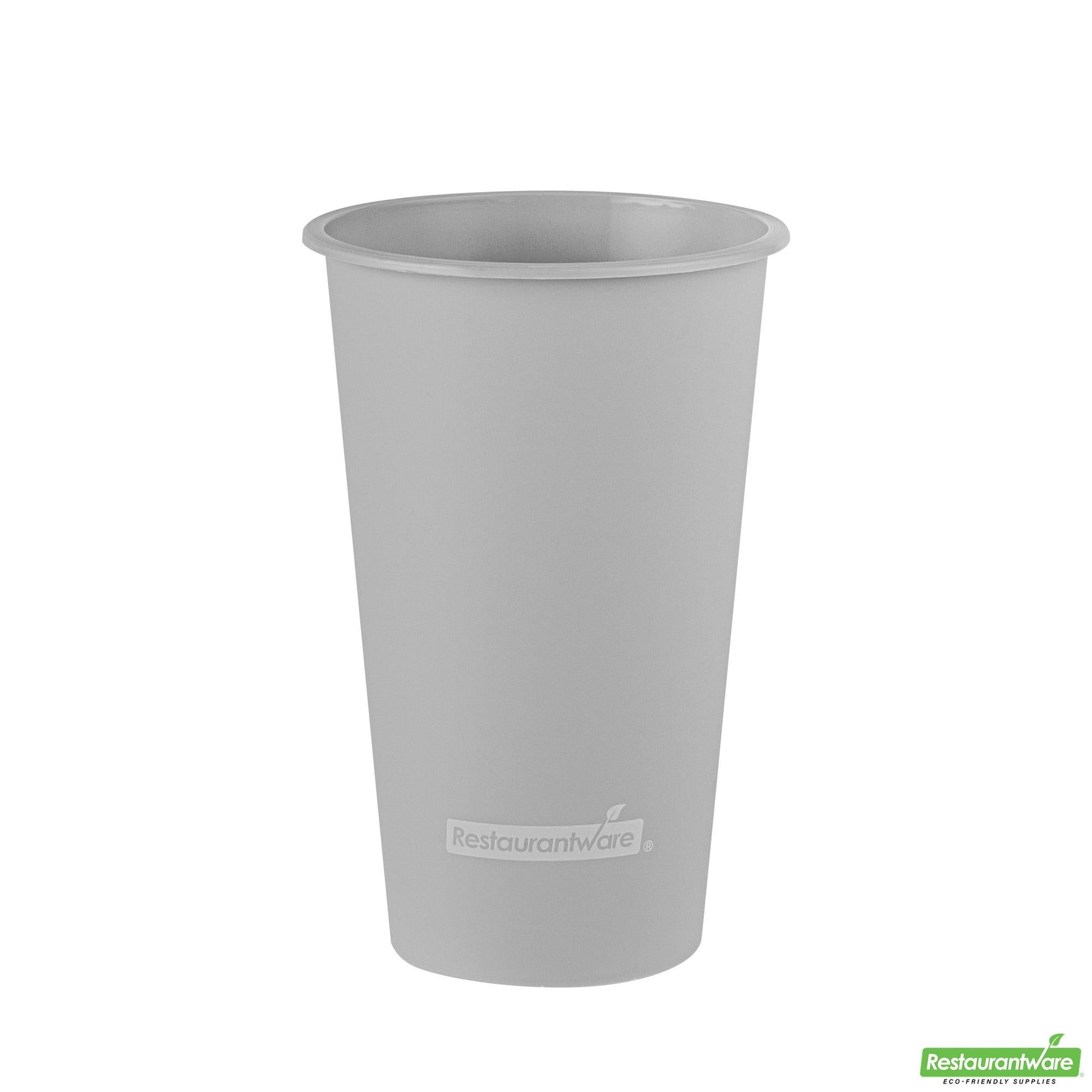 Wholesale Restaurantware 16 Oz Round Matte Gray Plastic Hot / Cold Drinking Cup - 3.5" X 3.5" X 5.25"- Bulk