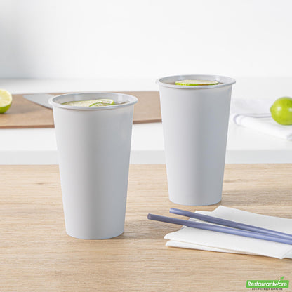 Wholesale Restaurantware 16 Oz Round Matte Gray Plastic Hot / Cold Drinking Cup - 3.5" X 3.5" X 5.25"- Bulk