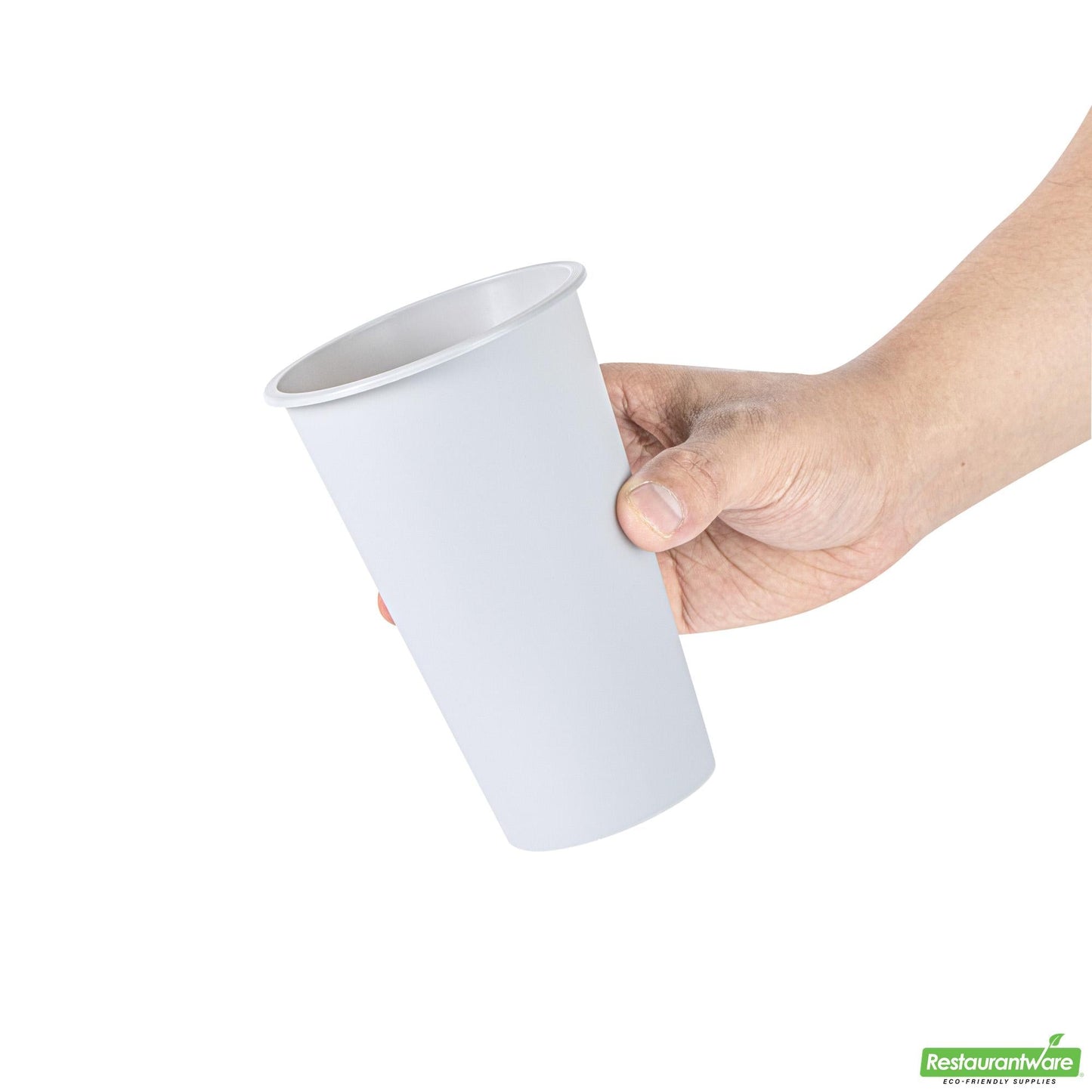Wholesale Restaurantware 16 Oz Round Matte Gray Plastic Hot / Cold Drinking Cup - 3.5" X 3.5" X 5.25"- Bulk
