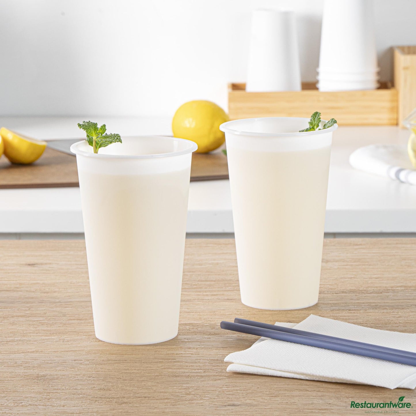 Wholesale Restaurantware 16 Oz Round Matte White Plastic Hot / Cold Drinking Cup - 3.5" X 3.5" X 5.3"- Bulk