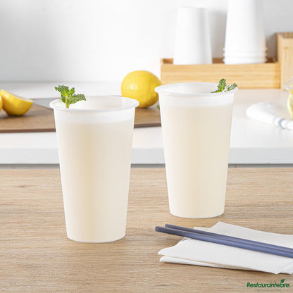 Wholesale Restaurantware 16 Oz Round Matte White Plastic Hot / Cold Drinking Cup - 3.5" X 3.5" X 5.3"- Bulk